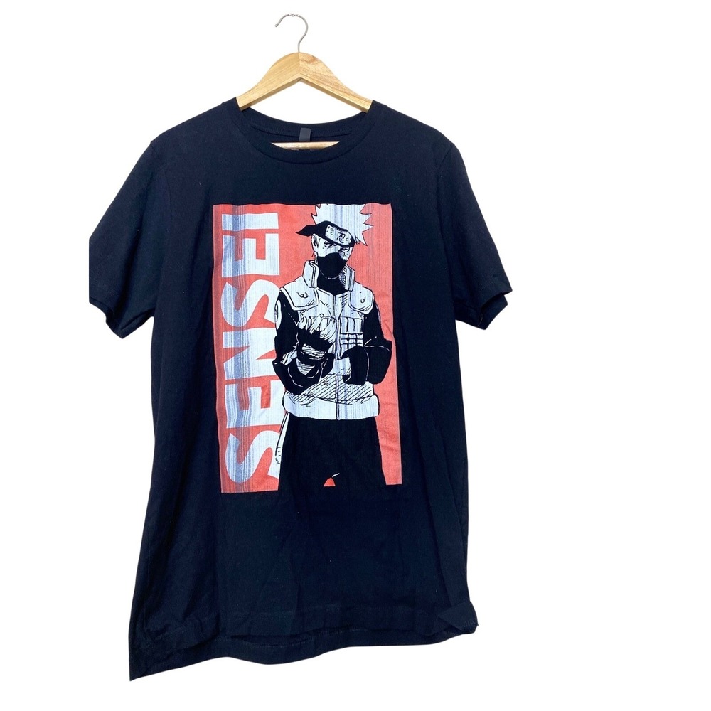 Design‎ By Humans Naruto Kakashi Hatake Sensei Graphic T-Shirt Black Large